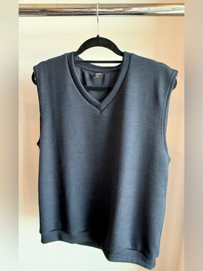 Classic Ribbed V-Neck Sleeveless Sweater Vest - Blue